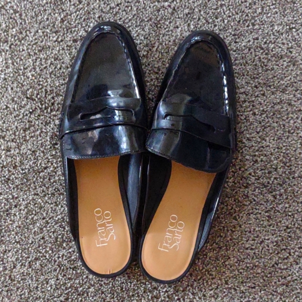 Franco Sarto patent leather mules
